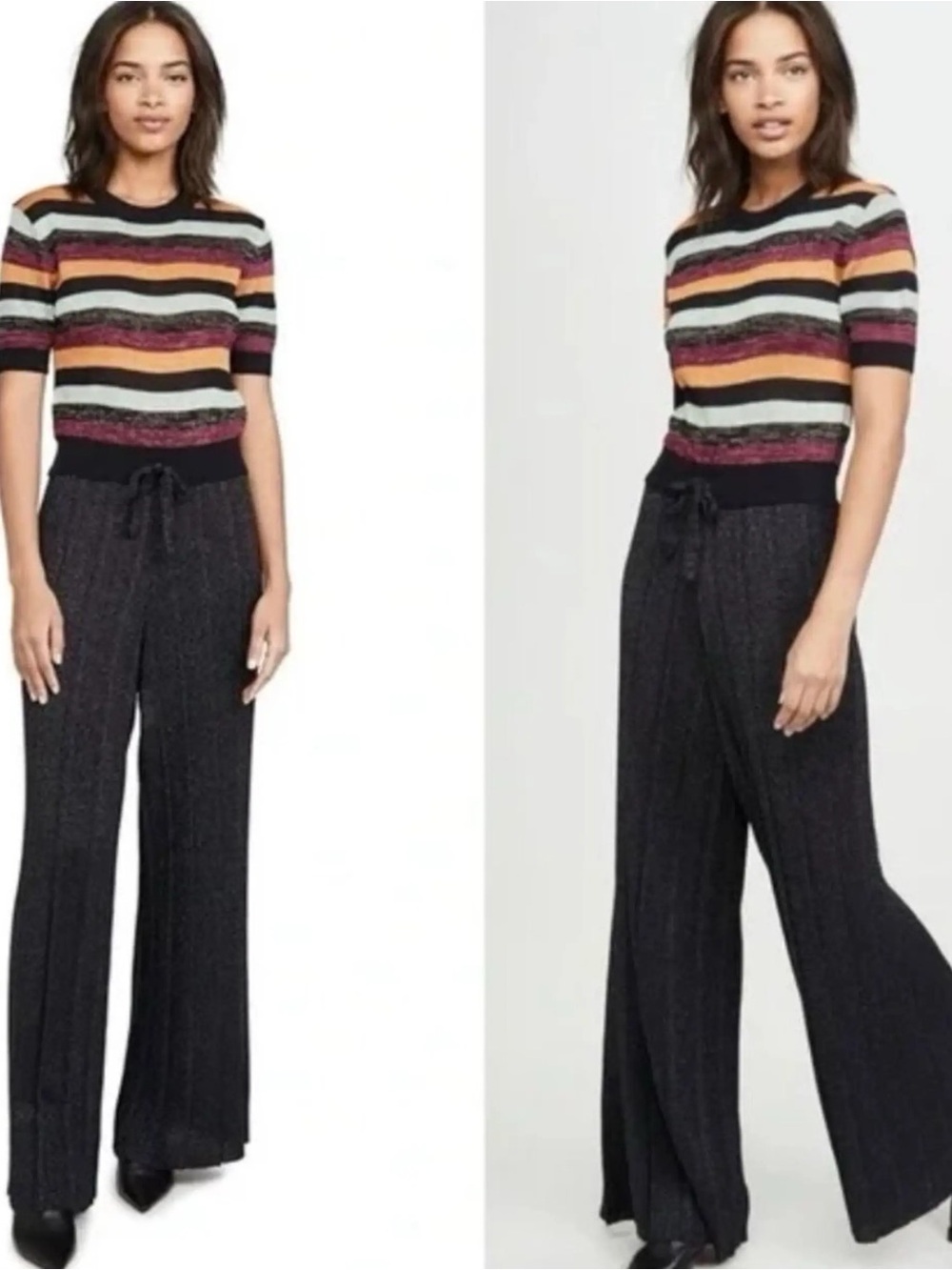 Anthropologie Wide-Leg Knit Pants in Black